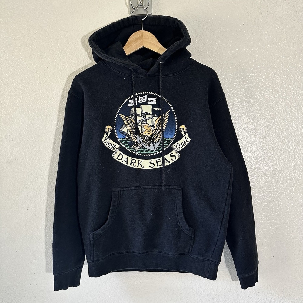 Dark Seas Division Hoodie Sweatshirt Men's Small Black Graphic Pullover